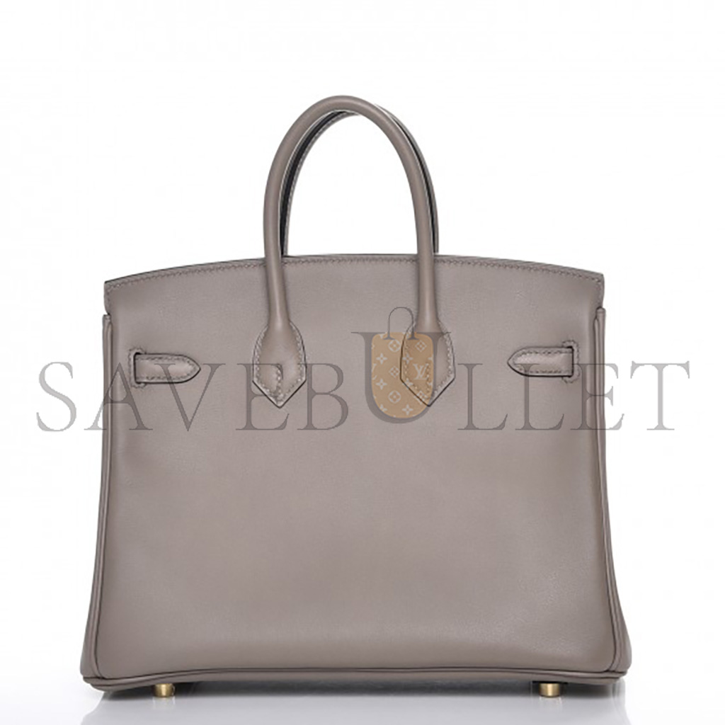 HERMES MASTER BIRKIN 25 SWIFT ASPHALT GREY GOLD BUCKLE BAG H049362CK03 (25*20*13cm)